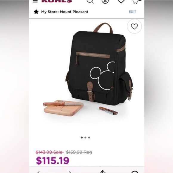 Disney Mickey Mouse Moreno Wine & Cheese Tote 3-Bottle Backpack NWT - Picture 16 of 16